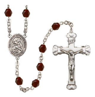 Silver Plated 6mm Fire Polished Our Lady of the Precious Blood Rosary in Garnet