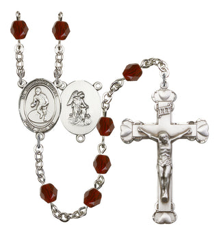 Guardian Angel and Wrestling Rosary with Garnet Beads