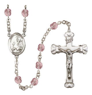 Silver-Plated 6mm Saint Andrew the Apostle  Engraved Catholic Rosaries