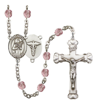 Saint Agatha and Nurse Rosary with Light Amethyst Beads