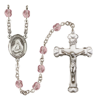 Silver Plated 6mm Fire Polished Saint Frances Cabrini Rosary in Light Amethyst