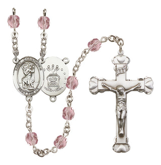 Silver-Plated 6mm Saint Christopher / Air Force Rosary