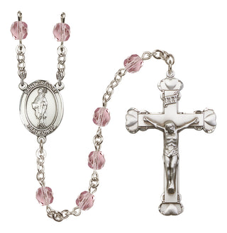 Silver Plated 6mm Fire Polished Saint Gregory the Great Rosary in Light Amethyst