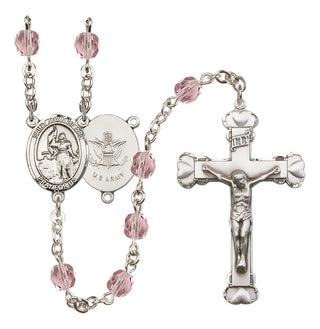 Silver-Plated 6mm Saint Joan of Arc / Army Rosary