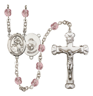 Silver Plated 6mm Fire Polished Saint Joan of Arc / Marines Rosary in Light Amethyst