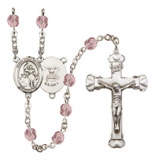 Silver-Plated 6mm Saint Joan of Arc / Navy Rosary