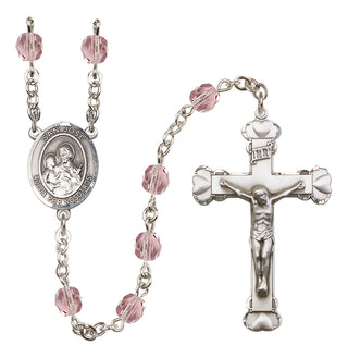 Silver Plated 6mm Fire Polished San Jose Rosary in Light Amethyst