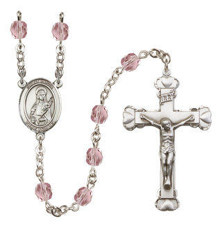 Silver Plated 6mm Fire Polished Saint Lucia of Syracuse Rosary in Light Amethyst