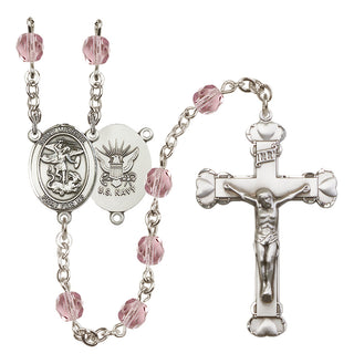 Silver-Plated 6mm Saint Michael / Navy Rosary