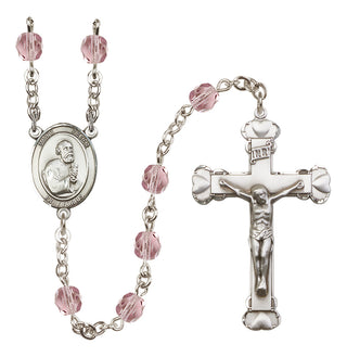 Silver Plated 6mm Fire Polished Saint Peter the Apostle Rosary in Light Amethyst
