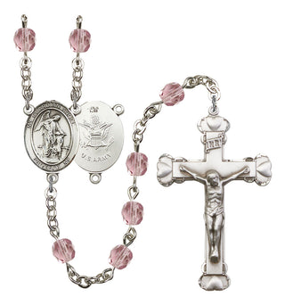 Guardian Angel and Army Rosary with Light Amethyst Beads