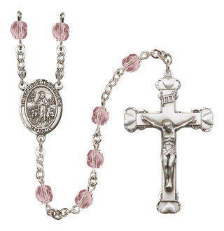 Silver Plated 6mm Fire Polished Lord Is My Shepherd Rosary in Light Amethyst