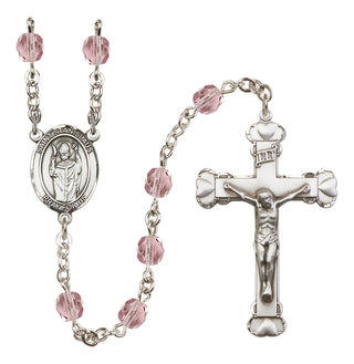 Silver Plated 6mm Fire Polished Saint Stanislaus Rosary in Light Amethyst