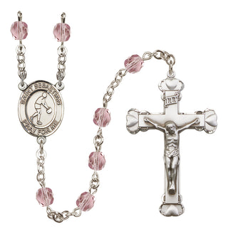 Silver-Plated 6mm Saint Sebastian/Basketball Rosary