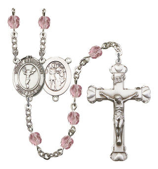 Saint Sebastian and Cheerleading Rosary with Light Amethyst Beads