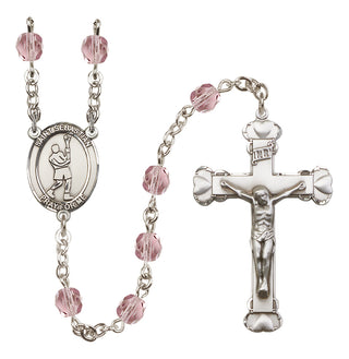 Silver-Plated 6mm Saint Sebastian/Lacrosse Rosary