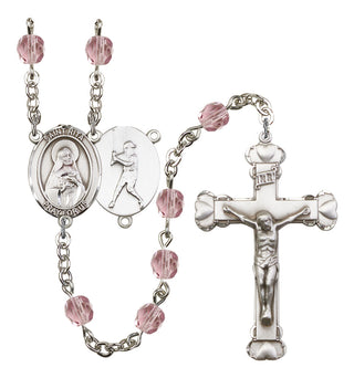 Saint Rita and Baseball Rosary with Light Amethyst Beads