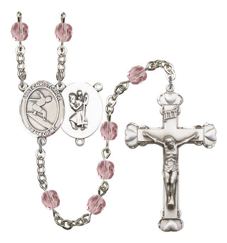 Saint Christopher and Surfing Rosary with Light Amethyst Beads