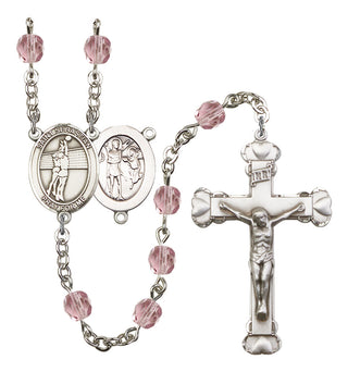 Saint Sebastian and Volleyball Rosary with Light Amethyst Beads