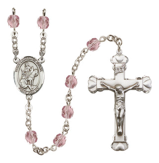 Silver Plated 6mm Fire Polished Saint Martin of Tours Rosary in Light Amethyst