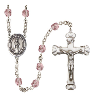 Silver Plated 6mm Fire Polished Our Lady of Fatima Rosary in Light Amethyst