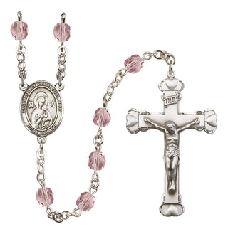 Silver Plated 6mm Fire Polished Our Lady of Perpetual Help Rosary in Light Amethyst