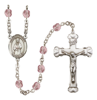 Silver Plated 6mm Fire Polished Our Lady of Hope Rosary in Light Amethyst