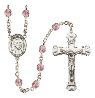 Silver Plated 6mm Fire Polished Saint Eugene de Mazenod Rosary in Light Amethyst