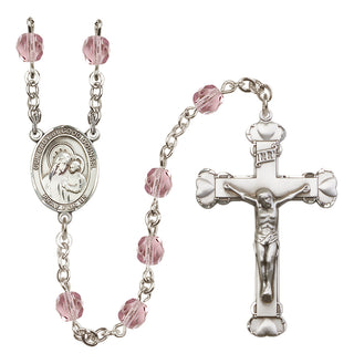 Silver Plated 6mm Fire Polished Our Lady of Good Counsel Rosary in Light Amethyst