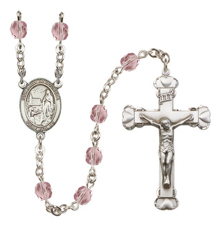 Silver Plated 6mm Fire Polished Our Lady of Lourdes Rosary in Light Amethyst