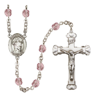 Silver-Plated 6mm Saint Aedan of Ferns  Engraved Catholic Rosaries