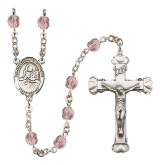 Silver Plated 6mm Fire Polished Saint Lidwina of Schiedam Rosary in Light Amethyst