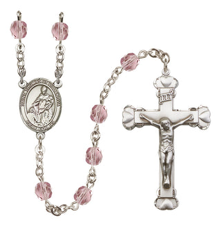 Silver Plated 6mm Fire Polished Saint Thomas of Villanova Rosary in Light Amethyst