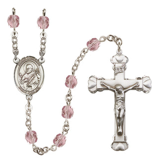 Silver-Plated 6mm Saint Meinrad of Einsiedeln  Engraved Catholic Rosaries
