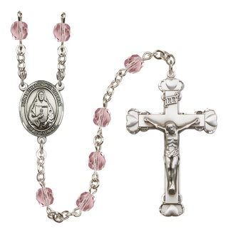 Silver Plated 6mm Fire Polished Saint Theodora Rosary in Light Amethyst