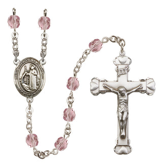 Silver Plated 6mm Fire Polished Saint Raymond of Penafort Rosary in Light Amethyst