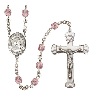 Silver Plated 6mm Fire Polished Saint Pauline Visintainer Rosary in Light Amethyst