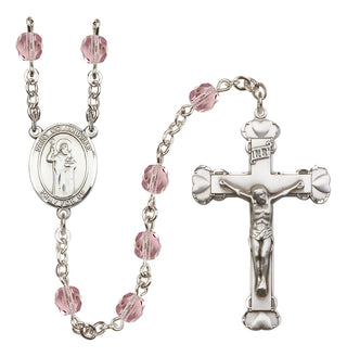 Silver-Plated 6mm Saint Columbkille  Engraved Catholic Rosaries