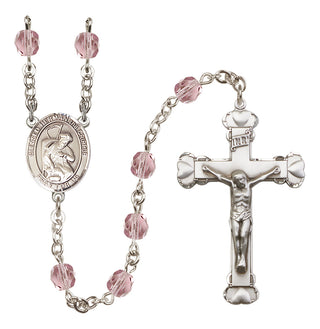 Silver Plated 6mm Fire Polished Blessed Herman the Cripple Rosary in Light Amethyst