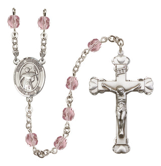 Silver Plated 6mm Fire Polished Saint Theodore Stratelates Rosary in Light Amethyst