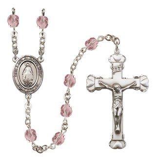 Silver Plated 6mm Fire Polished Our Lady of Good Help Rosary in Light Amethyst