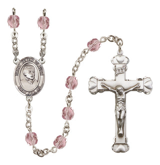 Silver Plated 6mm Fire Polished Saint Peter Claver Rosary in Light Amethyst