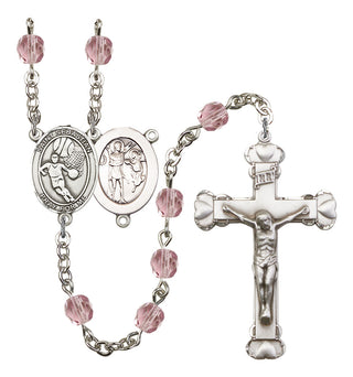 Saint Sebastian and Basketball Rosary with Light Amethyst Beads