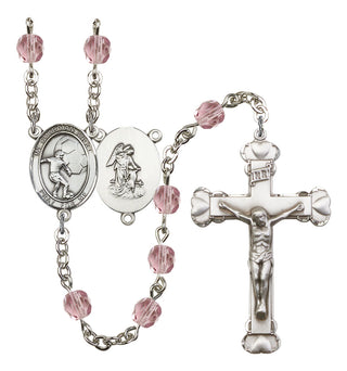 Guardian Angel and Soccer Rosary with Light Amethyst Beads