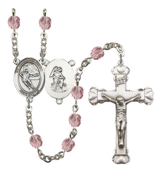 Guardian Angel and Hockey Rosary with Light Amethyst Beads