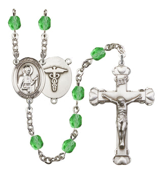 Saint Camillus of Lellis and Nurse Rosary with Peridot Beads