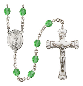 Silver Plated 6mm Fire Polished Saint Helen Rosary in Peridot