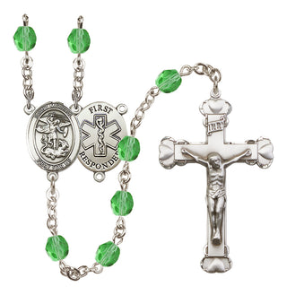 Silver-Plated 6mm Saint Michael/1St Responder Rosary