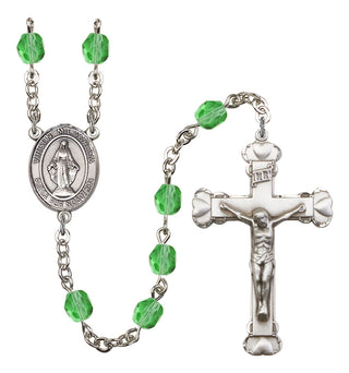 Virgen Milagrosa Rosary with Peridot Beads
