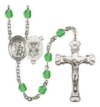 Guardian Angel and Navy Rosary with Peridot Beads